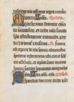 Zwei Blätter aus einem lateinischen Missale, wohl Frankreich, Ende 13. oder Anfang 14. Jahrhundert - Immagini e grafiche di tutte le epoche