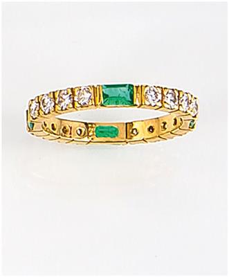 Brillant-Smaragd-Memoryring zus. ca. 0,90 ct - Antiques, art and jewellery – Salzburg