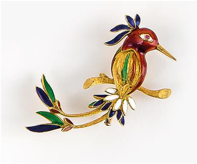 Brosche "Paradiesvogel" - Umění, starožitnosti, šperky – Salzburg