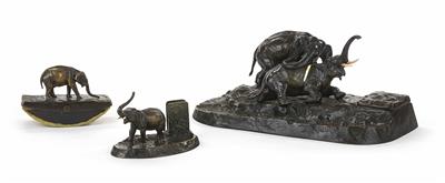 Schreibtischgarnitur mit Elefanten, um 1900/20 - Umění, starožitnosti, šperky – Salzburg