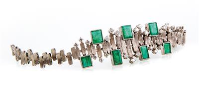 Smaragd-Brillantarmband zusammen ca. 1,20 ct - Umění, starožitnosti, šperky – Salzburg