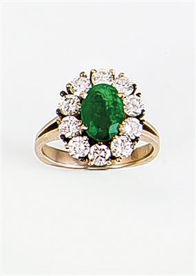 Smaragd-Brillantdamenring zusammen ca. 1,50 ct - Umění, starožitnosti, šperky – Salzburg