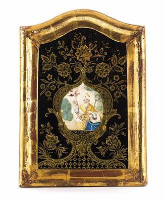Heiligenbild-Glasradierung, 18. Jhdt. - Christmas-auction Furniture, Carpets, Paintings