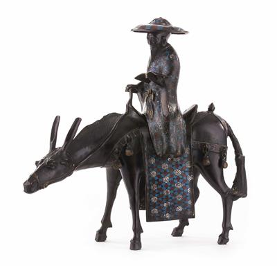 Chinesischer Gelehrter auf Pferd, 19./20. Jhdt. - Christmas-auction Furniture, Carpets, Paintings