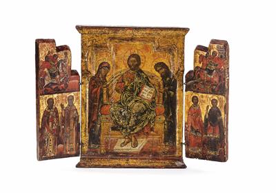 Griechische Triptychon-Ikone,17./18. Jhdt. - Christmas-auction Furniture, Carpets, Paintings