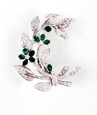 Brillantbrosche Blütenzweig zusammen ca. 1,30 ct - Schmuck, Uhren und Antiquitäten