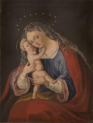 Gnadenbild 'Maria Hilf', Alpenländisch 18./19. Jahrhundert - Vánoční aukce - obrazy, koberce, nábytek