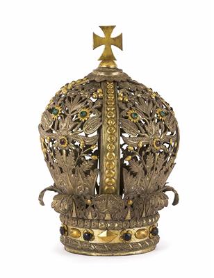 Große Krone einer Prozessionsmadonna, Alpenländisch 18./19. Jahrhundert - Weihnachtsauktion - Möbel, Volkskunst