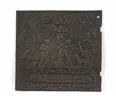 Gusseiserne Relief-Ofenplatte, 18./19. Jahrhundert - Vánoční aukce - obrazy, koberce, nábytek