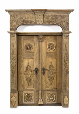 Portal-Doppeltüre mit imitiertem Kämpferaufsatz, 18./19. Jahrhundert - Weihnachtsauktion - Möbel, Volkskunst