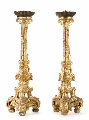 Paar Altar-Kerzenleuchter, 18. Jahrhundert - Möbel und Skulpturen
