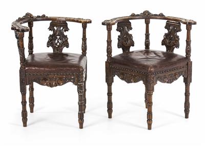 Paar Historismus-Rundlehnsessel im Renaissancestil um 1880 - Furniture