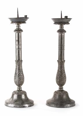 Paar klassizistische Zinn-Leuchter, um 1800 - Mobili