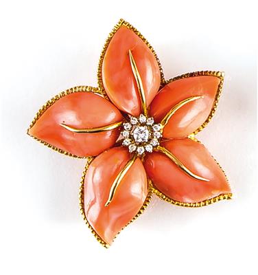 Brillant-Diamantbrosche Blume - Schmuck, Uhren und Kleinkunst