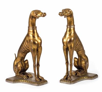 Zwei sitzende Azawakh-Hunde, Italien 20. Jahrhundert - Schmuck, Uhren und Kleinkunst