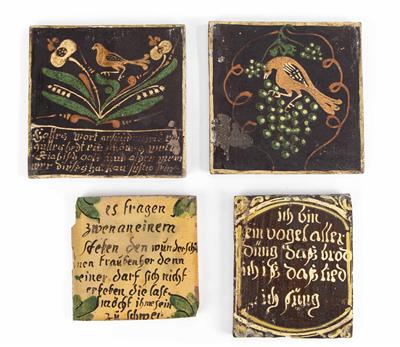 15 Kacheln, Deutsch, wohl Franken/Thüringen 19. Jahrhundert - Vánoční aukce