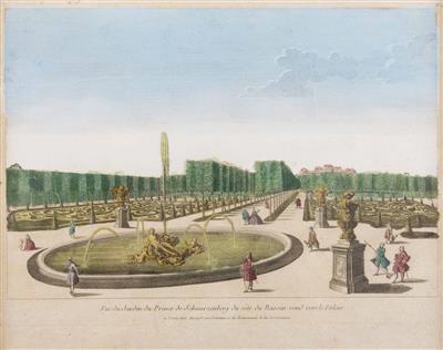 Ansicht des Gartens des Palais Schwarzenberg in Wien gegen das Belvedere-Schloss - Christmas auction
