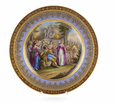 Bild-Teller "Hochzeit von Herakles und Hebe", Wiener Porzellanmanufaktur, um 1803, mit späterem Maldekor - Vánoční aukce