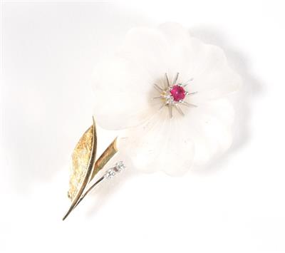 Diamantbrosche Blume - Klenoty, umění a starožitnosti