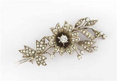 Brillant-Diamantblumenbrosche zus. ca. 1,25 ct - Schmuck, Uhren und Kunst des 20. Jahrhunderts