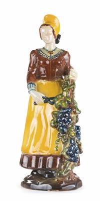 Winzerin in Wachauer Tracht, Wachauer Keramik Anton Mayer, Krems 2. Viertel 20. Jahrhundert - Šperky, umění a starožitnosti