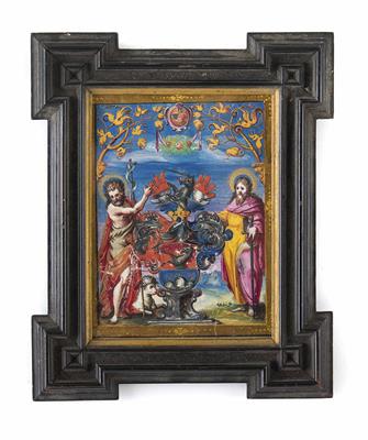 Illuminiertes Wappen-Emblembild, wohl Deutsch, 4. Viertel 16. Jahrhundert - Easter Auction