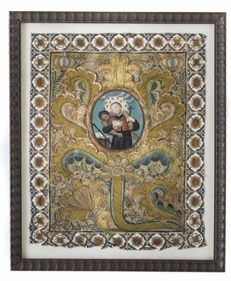 Paar Klosterarbeiten-Spickelbilder, Alpenländisch, wohl Bayern, 18. Jahrhundert - Easter Auction