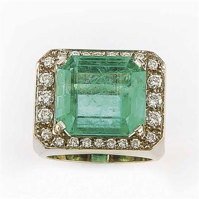 Brillant Smaragd Ring - Schmuck, Taschen- und Armbanduhren, Kunst des 20. Jahrhunderts