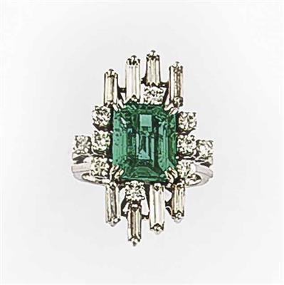 Diamant Smaragdring - Schmuck, Taschen- und Armbanduhren, Kunst des 20. Jahrhunderts