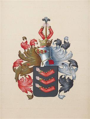 Heraldik: Zwei adelige Wappen einer Familie, Salzburgisch? um 1900 - Vánoční aukce