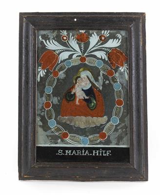 Spiegel-Hinterglasbild, Böhmen 19. Jahrhundert - Asta di Natale