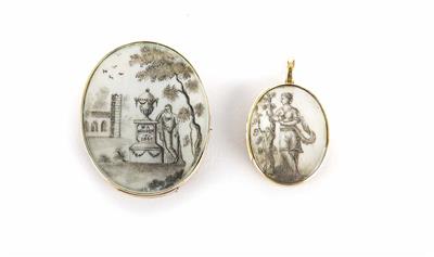 Zwei klassizistische Emblem-Miniaturen, um 1800 - Vánoční aukce
