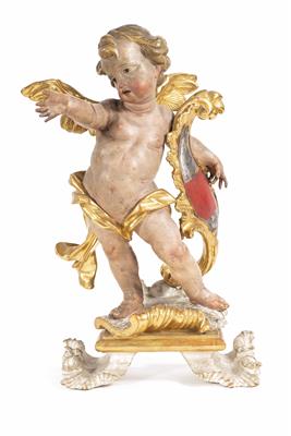 Geflügelter barocker Wappenengel, Tirol, 18. Jahrhundert - Easter Auction