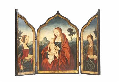 Triptychon, Niederländisch bzw. Deutsch um 1500, Nachahmer des 19. Jahrhunderts - Osterauktion