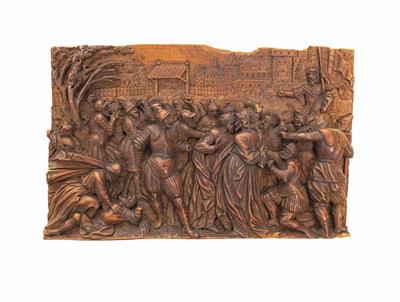 Relief-Paneel "Der Verrat Judas und die Gefangennahme von Jesus sowie Petrus und Malchus", - Weihnachtsauktion, Gemälde und Antiquitäten
