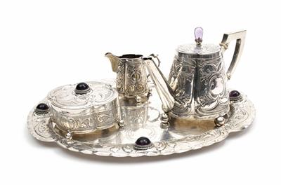 Silber-Teeservice im Rokokostil, Deutsch um 1900 - Christmas auction - Silver, glass, porcelain, graphics, militaria, carpets