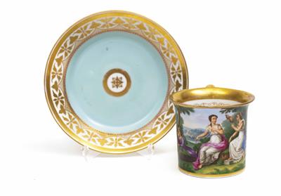 Tasse mit Untertasse, Schlaggenwald, Böhmen, 1. Drittel 19. Jahrhundert - Christmas auction - Silver, glass, porcelain, graphics, militaria, carpets