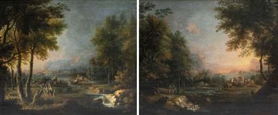 Venezianische Schule 18. Jahrhundert Zwei Landschaften-Pendants: - Velikonoční aukce
