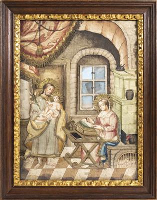 Klosterarbeit, Collagenbild, Alpenländisch, um 1800 - Easter Auction