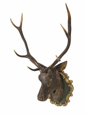 Jagdtrophäe, Hirschkopf mit Geweih, Alpenländisch, 18./19. Jahrhundert - Christmas auction