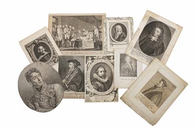 Konvolut von 57 Stück Porträtdarstellungen, zumeist Kupferstiche, Renaissance bis Barock bzw. um 1800 - Vánoční aukce