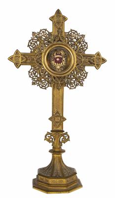 Neugotisches Metallkreuz als Ostensorium, wohl Italienisch,19. Jahrhundert - Easter Auction