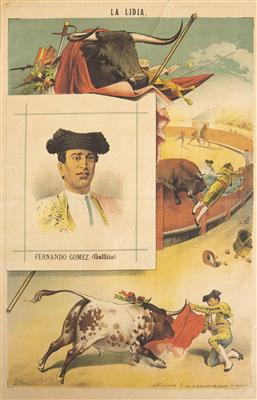 Spanischer Stierkampf mit Torero Fernando Gomez Garcia, genannt El Gallo (Sevilla 1847-1897) - Velikonoční aukce