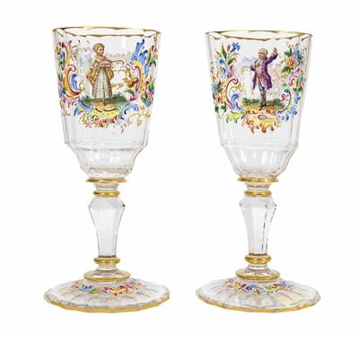 Zwei Aperitifgläser im "Rococostyle", - Easter Auction