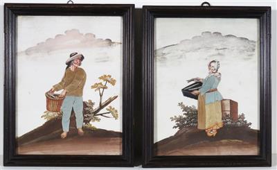 Zwei Applikationsbilder, 18./frühes 19. Jahrhundert - Easter Auction
