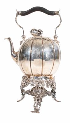 Heißwasserkanne mit Rechaud, 19. Jahrhundert - Vánoční aukce - Stříbro, sklo, porcelán, Moderní umění grafika, koberce