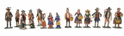 Konvolut von 16 leicht unterschiedlichen Tiroler Krippenfiguren, frühes 19. Jahrhundert - Asta di Natale - Argenti, vetri, porcellane, incisione, militaria, tappeti