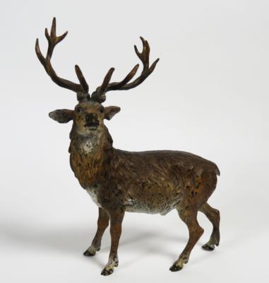 Bronze-Hirsch, 20. Jahrhundert - Vánoční aukce - Stříbro, sklo, porcelán, Moderní umění grafika, koberce