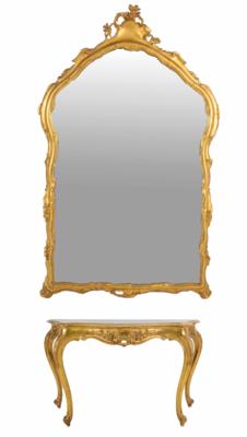 Italienischer Konsoltisch mit Spiegel, Veneto, 4. Viertel 19. Jahrhundert - Osterauktion