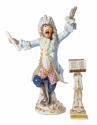 Affe als Musikdirektor mit Notenpult, Entwurf Johann Joachim Kaendler 1753/65, Meissen, 1990 und 1986 - Velikonoční aukce